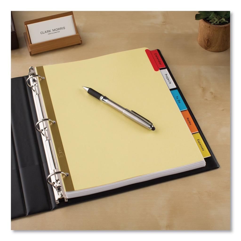 Avery Insertable Big Tab Dividers, 5-Tab, Double-Sided Gold Edge Reinforcing, 11 x 8.5, Buff, Assorted Tabs, 1 Set