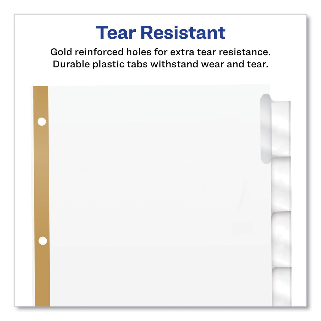 Avery Insertable Big Tab Dividers, 8-Tab, Double-Sided Gold Edge Reinforcing, 11 x 8.5, White, Clear Tabs, 1 Set