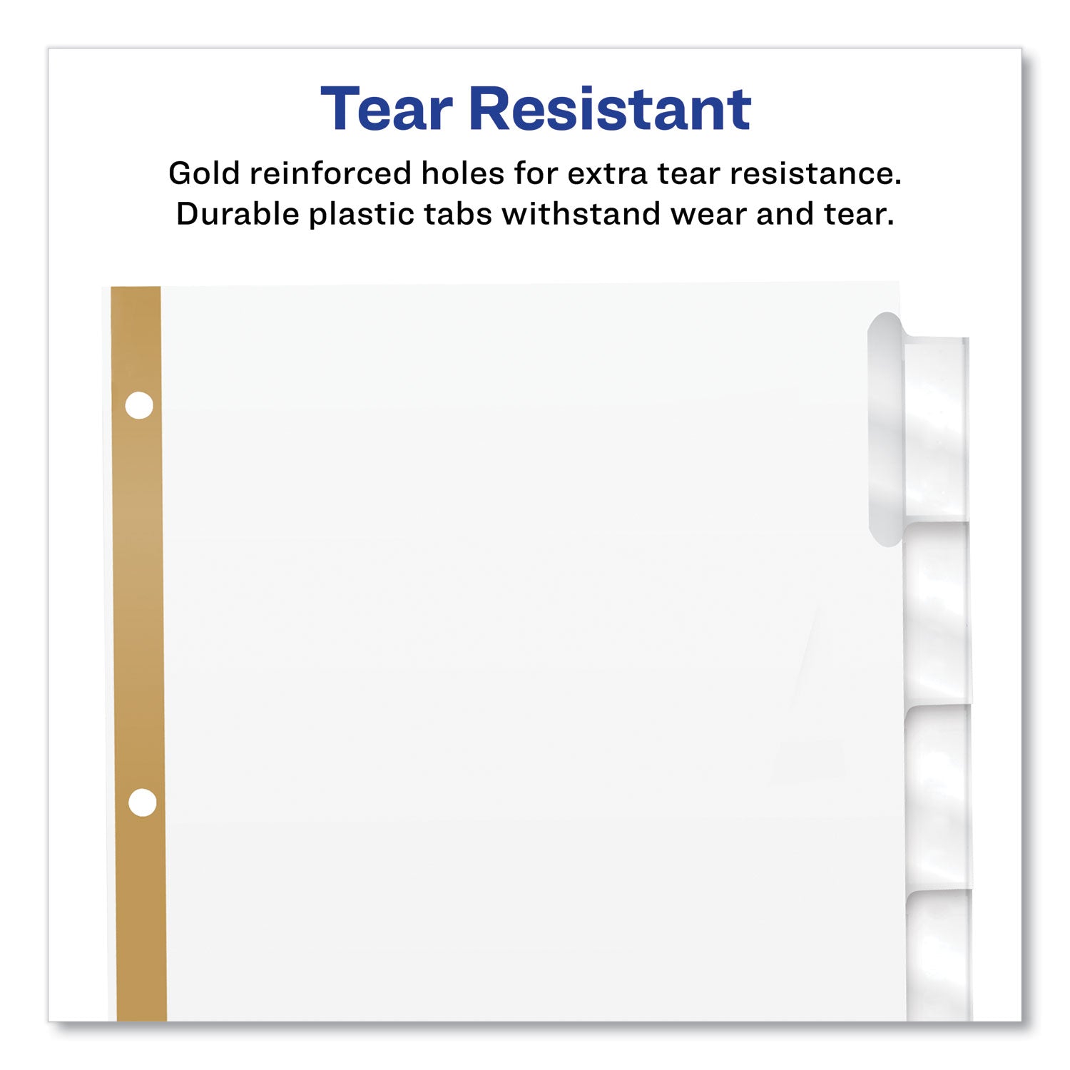 Avery Insertable Big Tab Dividers, 8-Tab, Double-Sided Gold Edge Reinforcing, 11 x 8.5, White, Clear Tabs, 1 Set