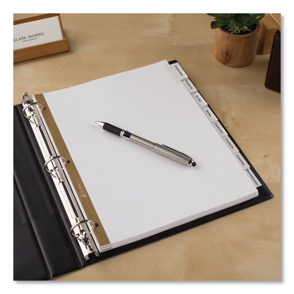 Avery Insertable Big Tab Dividers, 8-Tab, Double-Sided Gold Edge Reinforcing, 11 x 8.5, White, Clear Tabs, 1 Set