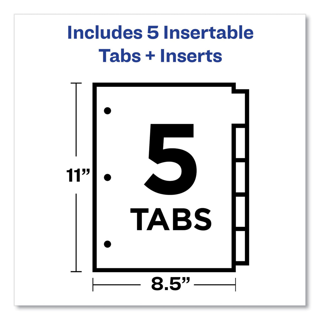Avery Insertable Big Tab Dividers, 5-Tab, Double-Sided Gold Edge Reinforcing, 11 x 8.5, White, Assorted Tabs, 1 Set