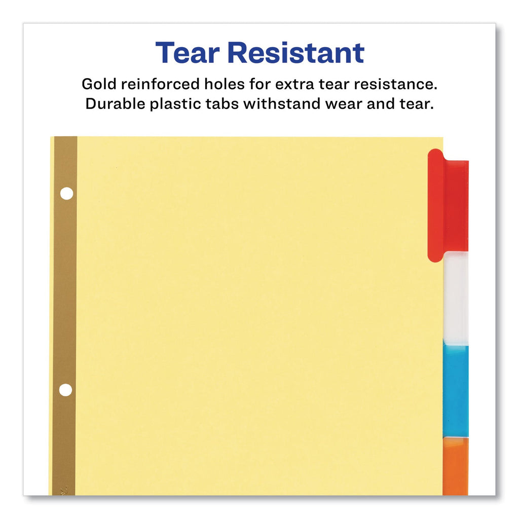 Avery Insertable Big Tab Dividers, 5-Tab, Double-Sided Gold Edge Reinforcing, 11 x 8.5, Buff, Assorted Tabs, 1 Set