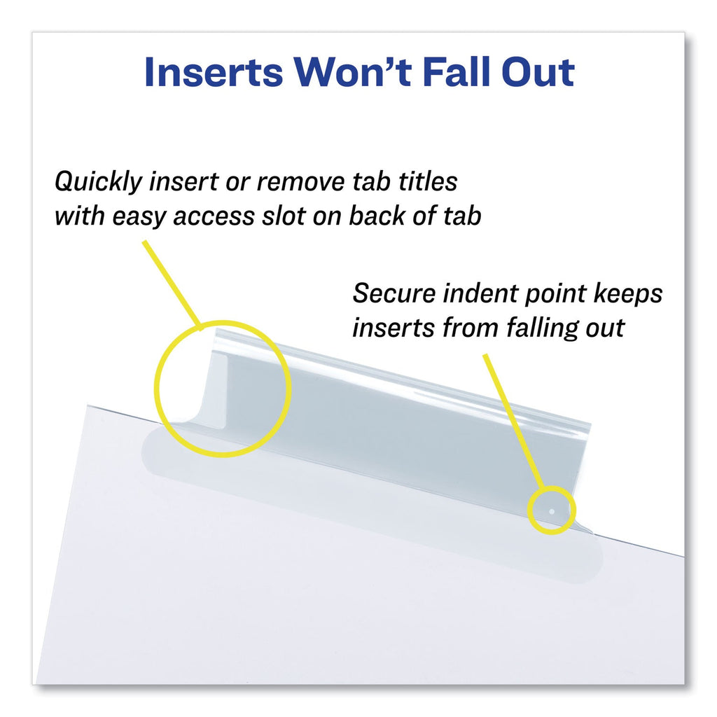 Avery Insertable Big Tab Dividers, 8-Tab, Double-Sided Gold Edge Reinforcing, 11 x 8.5, White, Clear Tabs, 1 Set