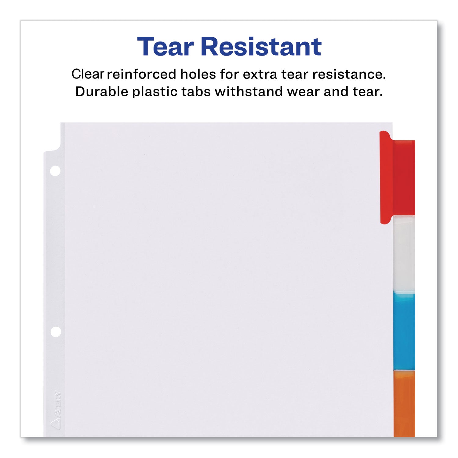 Avery Insertable Big Tab Dividers, 5-Tab, Single-Sided Copper Edge Reinforcing, 11.13 x 9.25, White, Assorted Tabs, 1 Set
