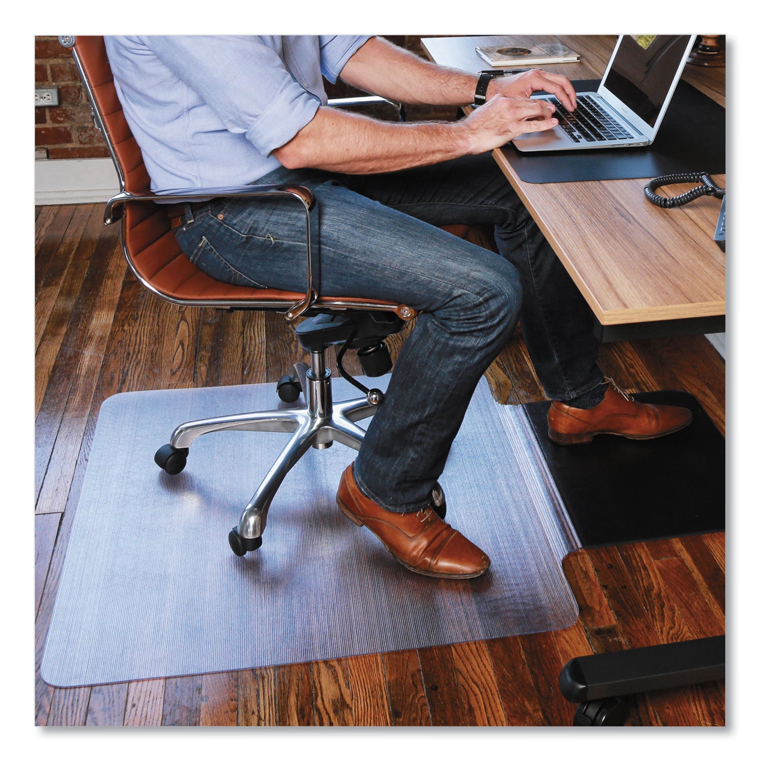 ES Robbins Sit or Stand Mat for Carpet or Hard Floors, 36 x 53 with Lip, Clear/Black