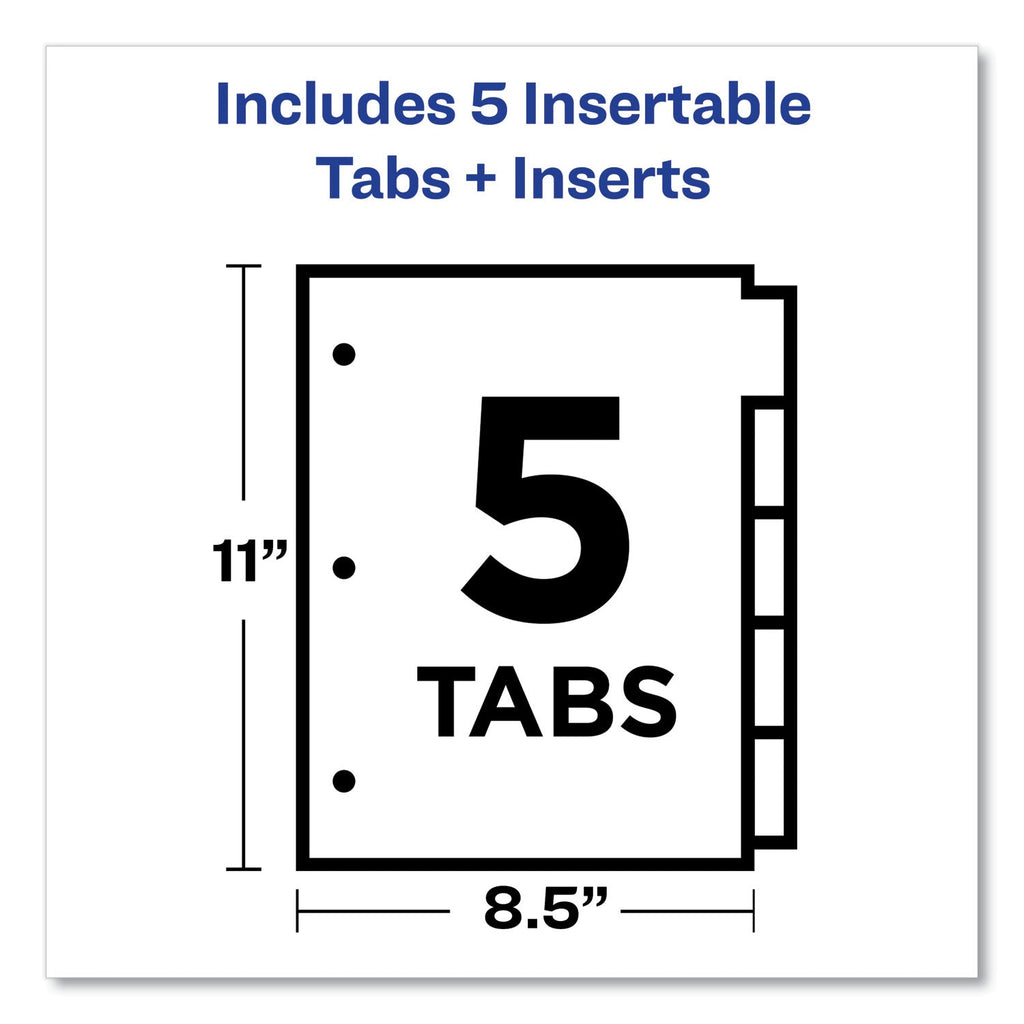 Avery Insertable Big Tab Dividers, 5-Tab, Double-Sided Gold Edge Reinforcing, 11 x 8.5, Buff, Assorted Tabs, 1 Set