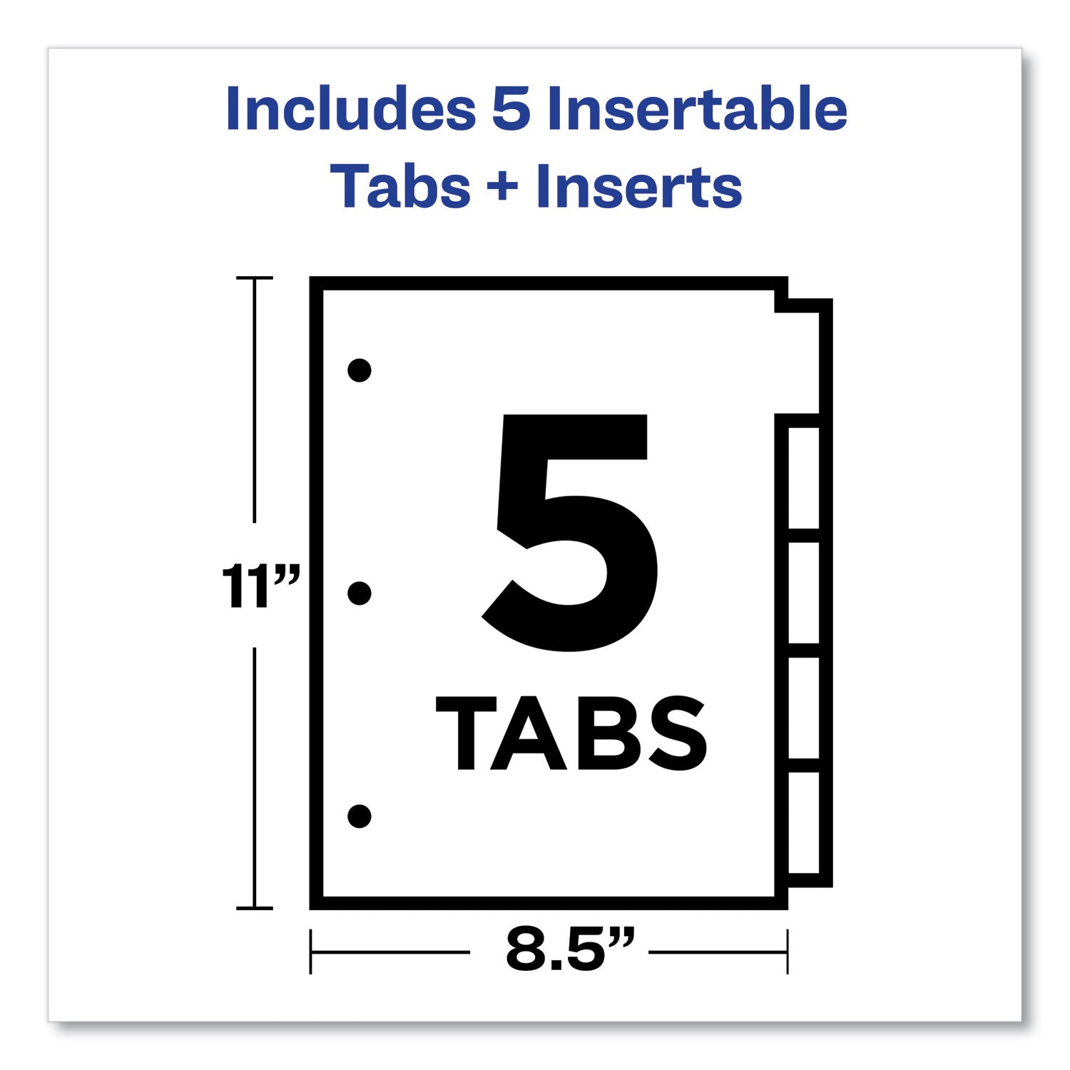 Avery Insertable Big Tab Dividers, 5-Tab, Double-Sided Gold Edge Reinforcing, 11 x 8.5, Buff, Assorted Tabs, 1 Set