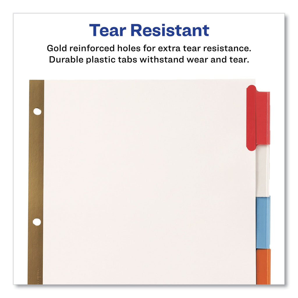 Avery Insertable Big Tab Dividers, 8-Tab, Double-Sided Gold Edge Reinforcing, 11 x 8.5, White, Assorted Tabs, 1 Set