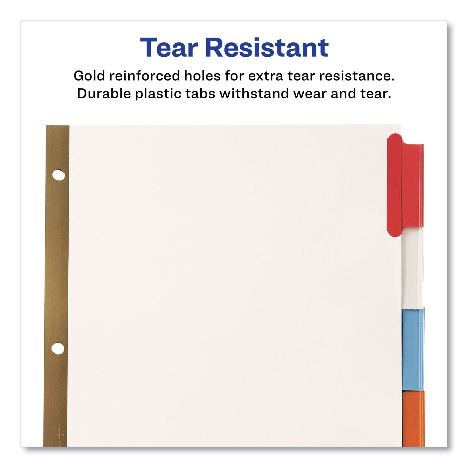 Avery Insertable Big Tab Dividers, 8-Tab, Double-Sided Gold Edge Reinforcing, 11 x 8.5, White, Assorted Tabs, 1 Set