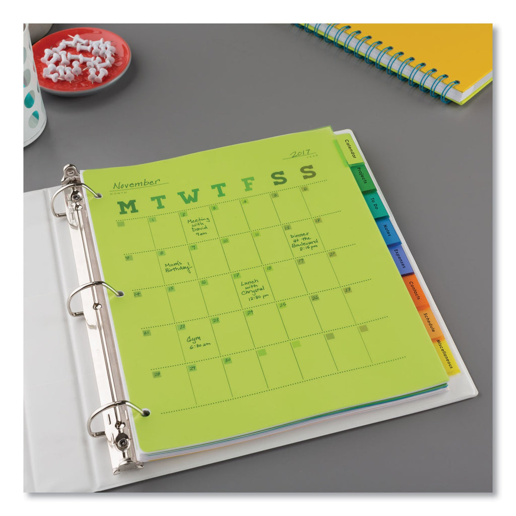 Avery Insertable Big Tab Plastic Dividers, 8-Tab, 11 x 8.5, Assorted, 1 Set