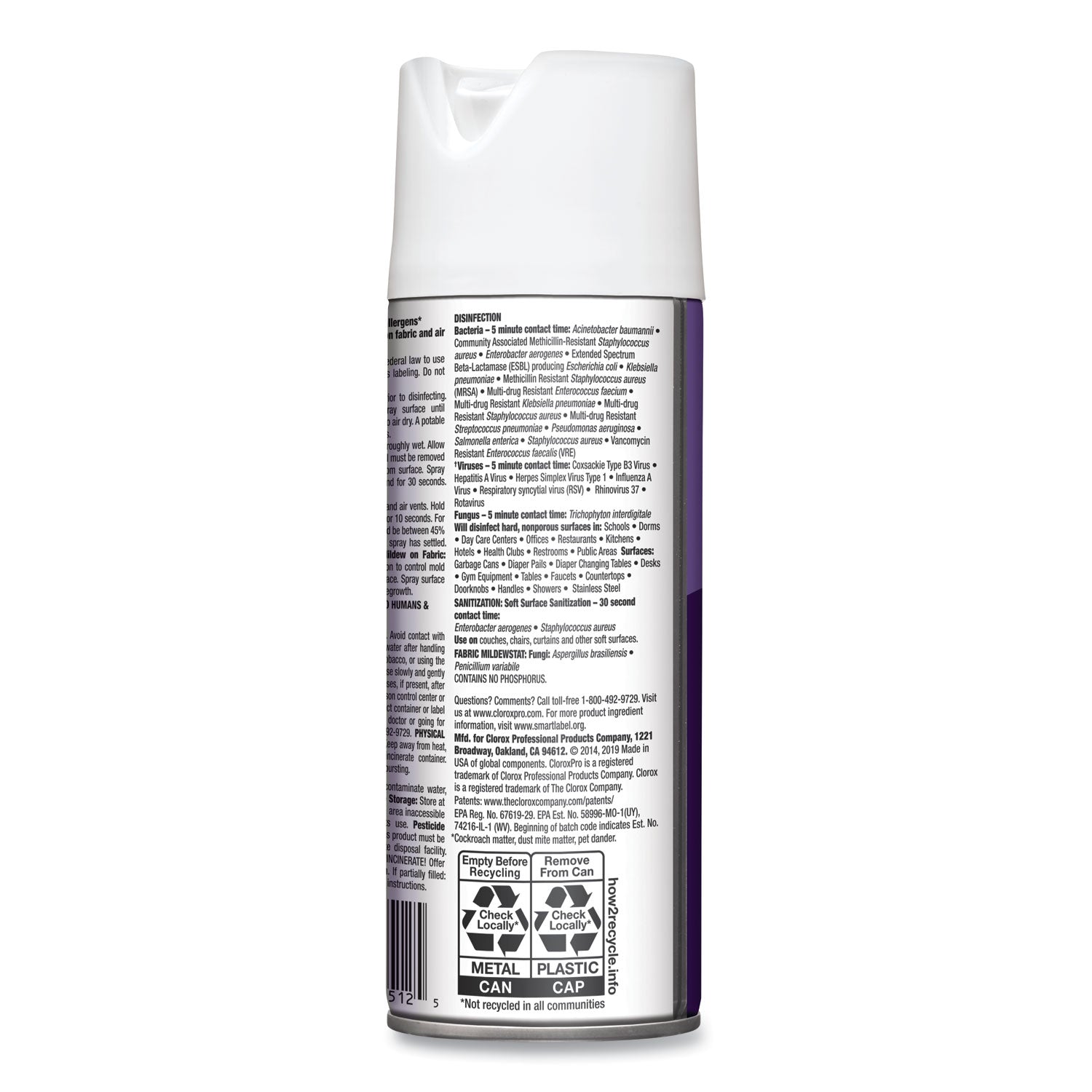 Clorox 4 in One Disinfectant and Sanitizer, Lavender, 14 oz Aerosol Spray