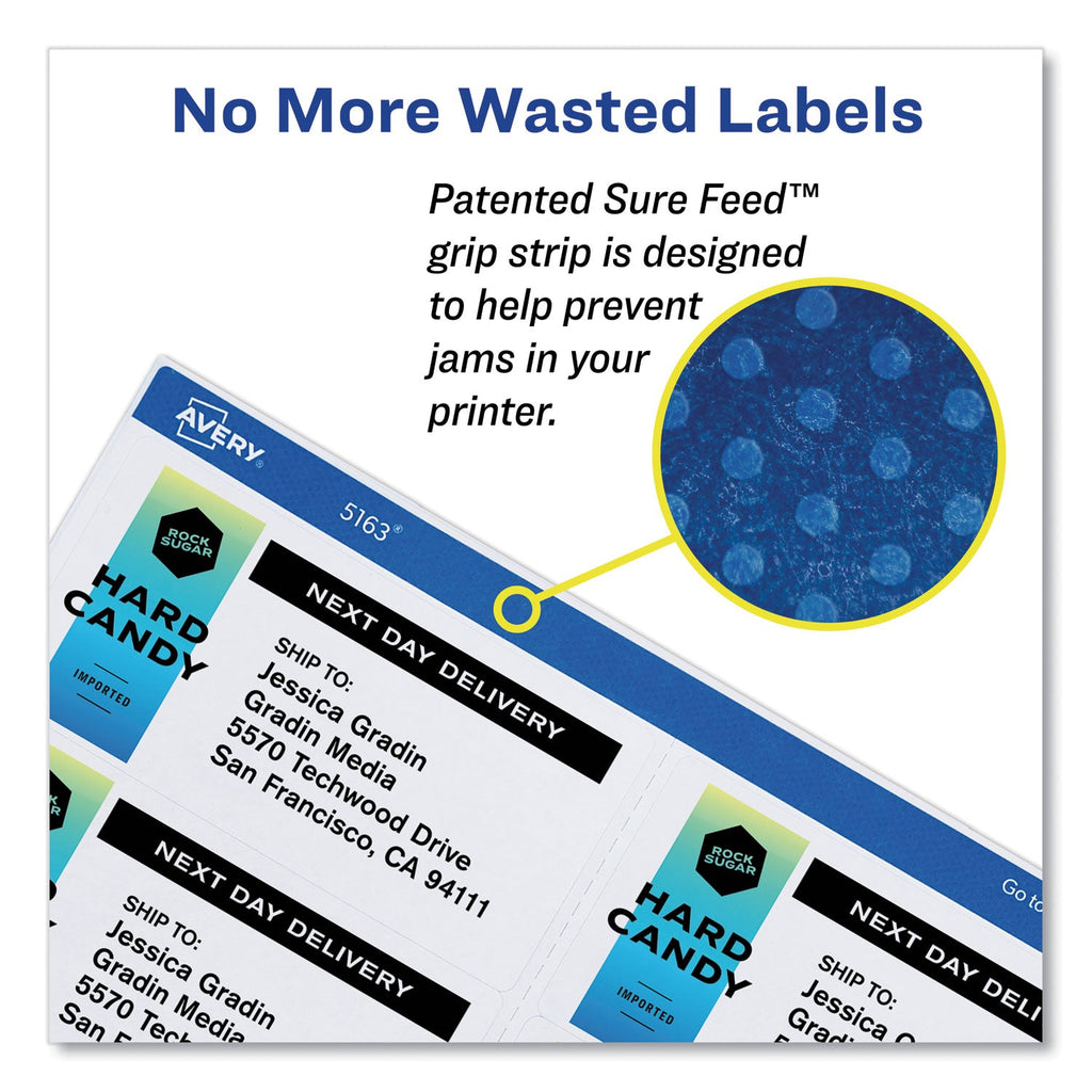 Avery Shipping Labels w/ TrueBlock Technology, Inkjet/Laser Printers, 3.33 x 4, White, 6/Sheet, 500 Sheets/Box
