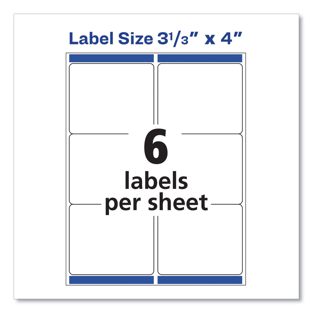 Avery Shipping Labels w/ TrueBlock Technology, Inkjet/Laser Printers, 3.33 x 4, White, 6/Sheet, 500 Sheets/Box