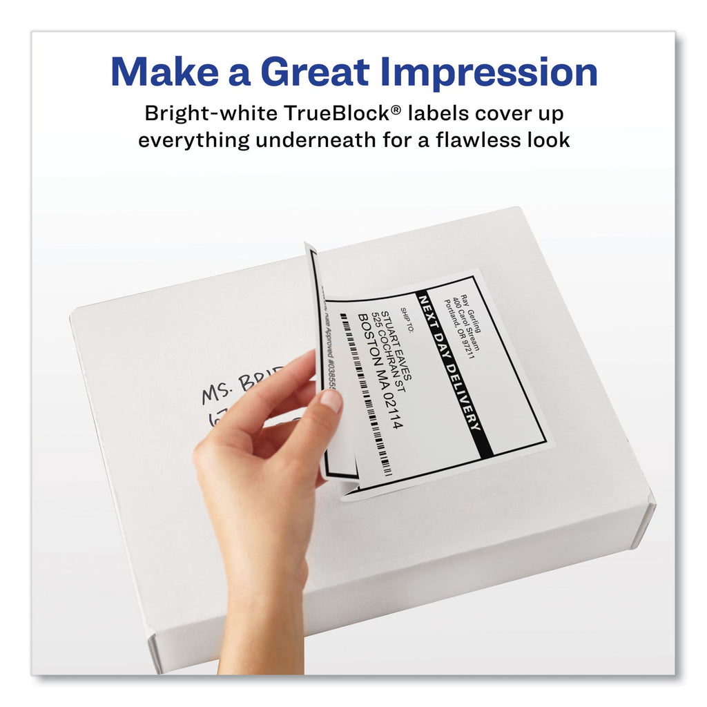 Avery Shipping Labels w/ TrueBlock Technology, Inkjet/Laser Printers, 3.33 x 4, White, 6/Sheet, 500 Sheets/Box