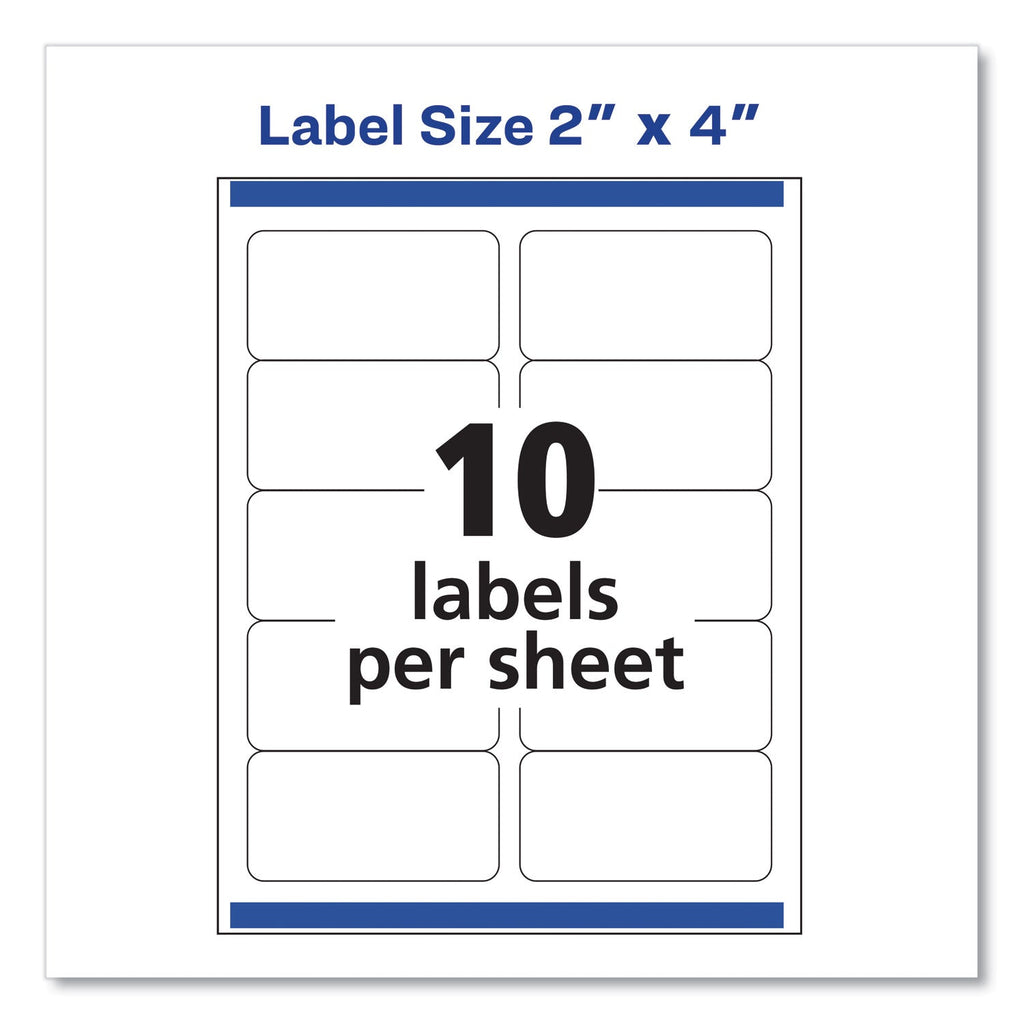 Avery Shipping Labels w/ TrueBlock Technology, Inkjet Printers, 2 x 4, White, 10/Sheet, 25 Sheets/Pack