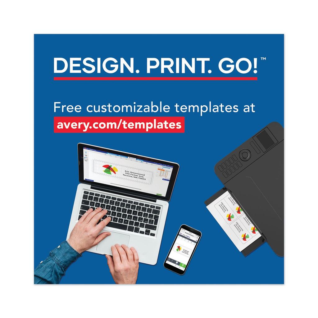 Avery Printable Microperforated Business Cards w/Sure Feed Technology, Laser, 2 x 3.5, White, 250 Cards, 10/Sheet, 25 Sheets/Pack