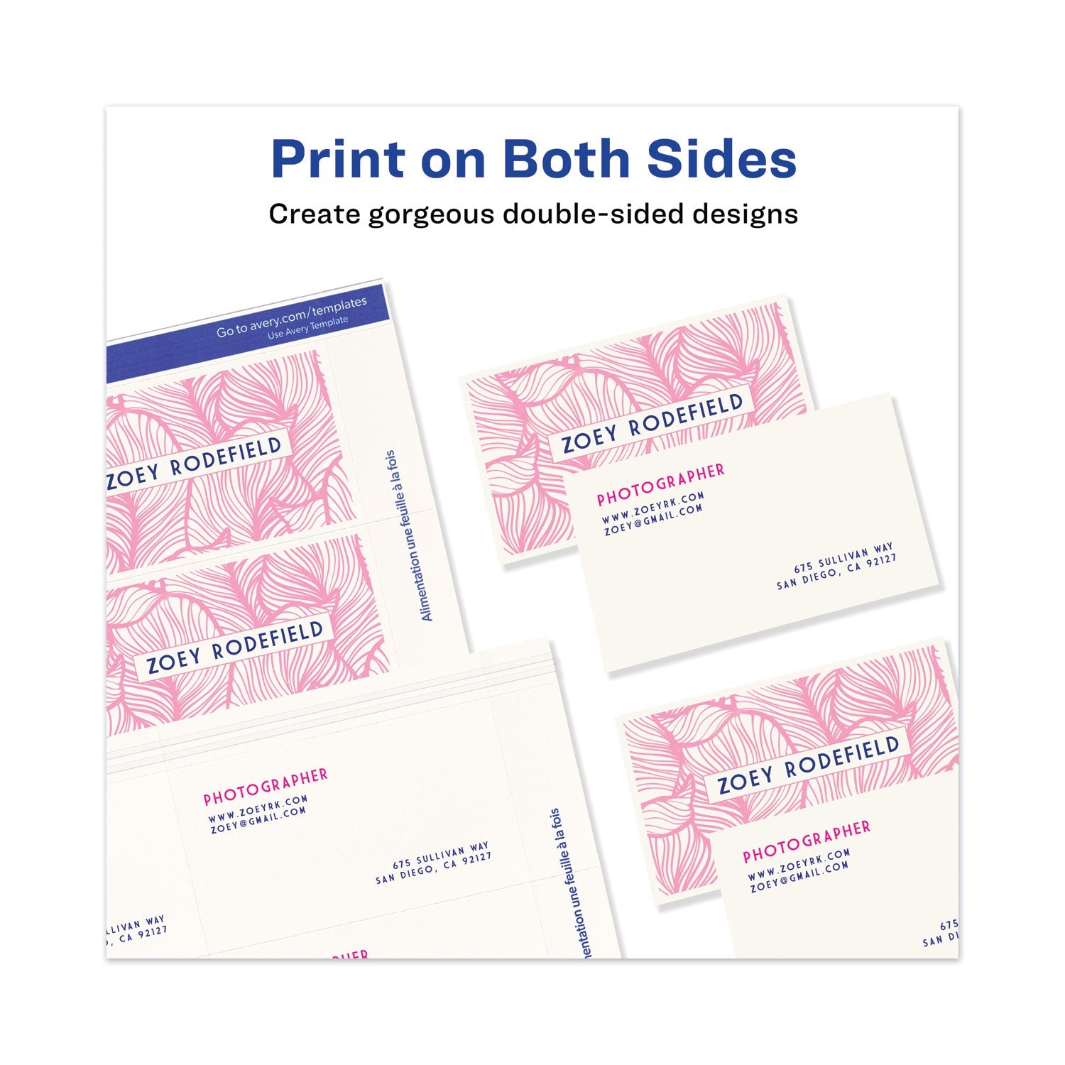 Avery Printable Microperforated Business Cards w/Sure Feed Technology, Laser, 2 x 3.5, Ivory, 250 Cards, 10/Sheet, 25 Sheets/Pack