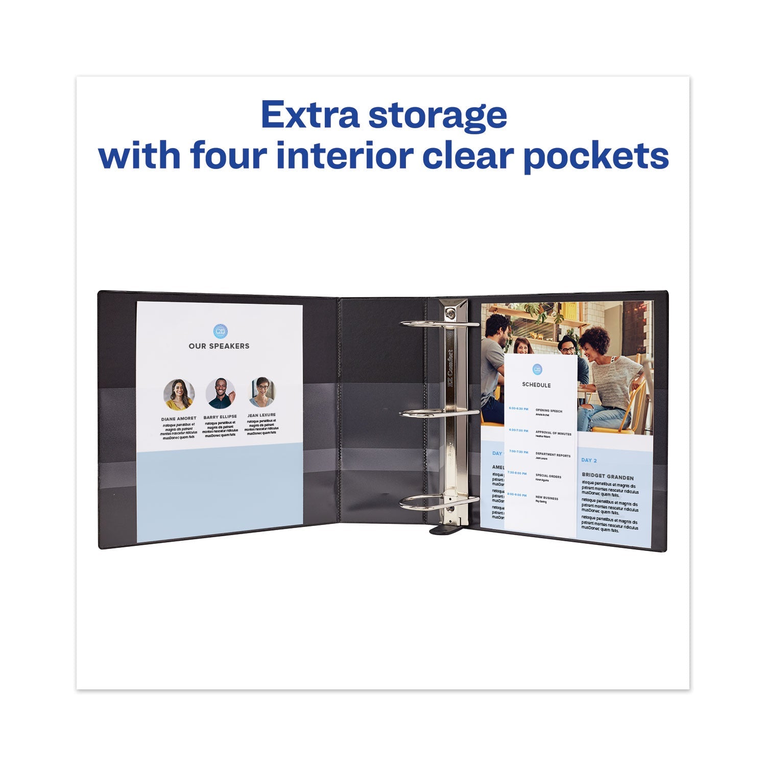 Avery Heavy-Duty View Binder with DuraHinge and Locking One Touch EZD Rings, 3 Rings, 5" Capacity, 11 x 8.5, Black