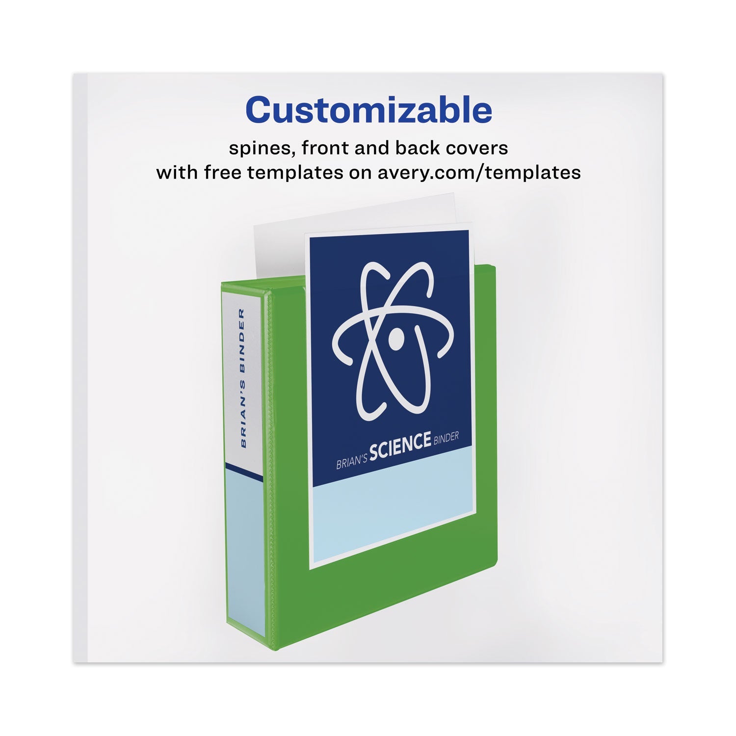 Avery Heavy-Duty View Binder with DuraHinge and One Touch EZD Rings, 3 Rings, 1.5" Capacity, 11 x 8.5, Chartreuse