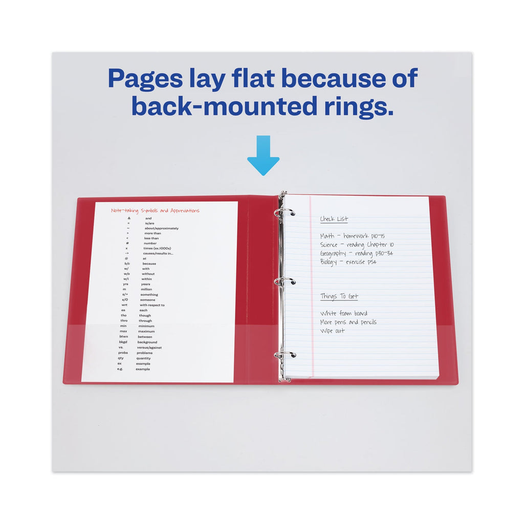 Avery Heavy-Duty View Binder with DuraHinge and Locking One Touch EZD Rings, 3 Rings, 3" Capacity, 11 x 8.5, Red