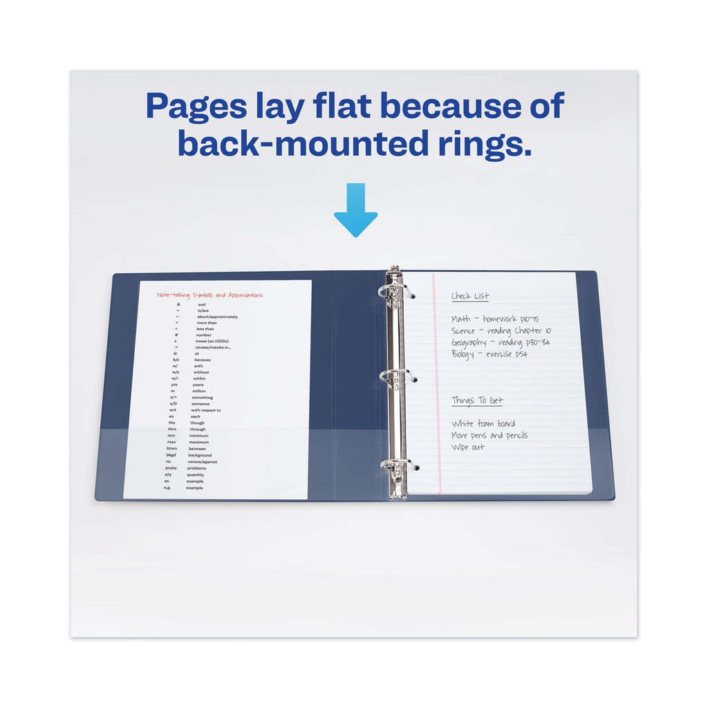 Avery Heavy-Duty View Binder with DuraHinge and Locking One Touch EZD Rings, 3 Rings, 5" Capacity, 11 x 8.5, Navy Blue