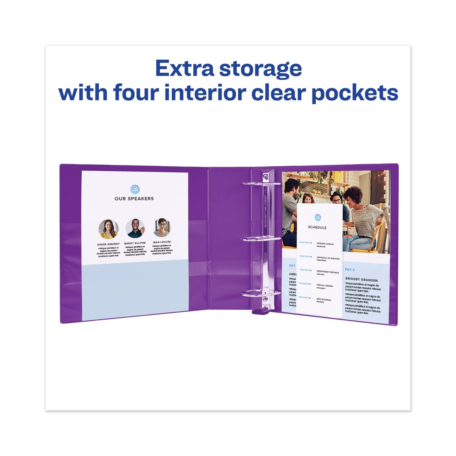 Avery Heavy-Duty View Binder with DuraHinge and One Touch EZD Rings, 3 Rings, 2" Capacity, 11 x 8.5, Purple