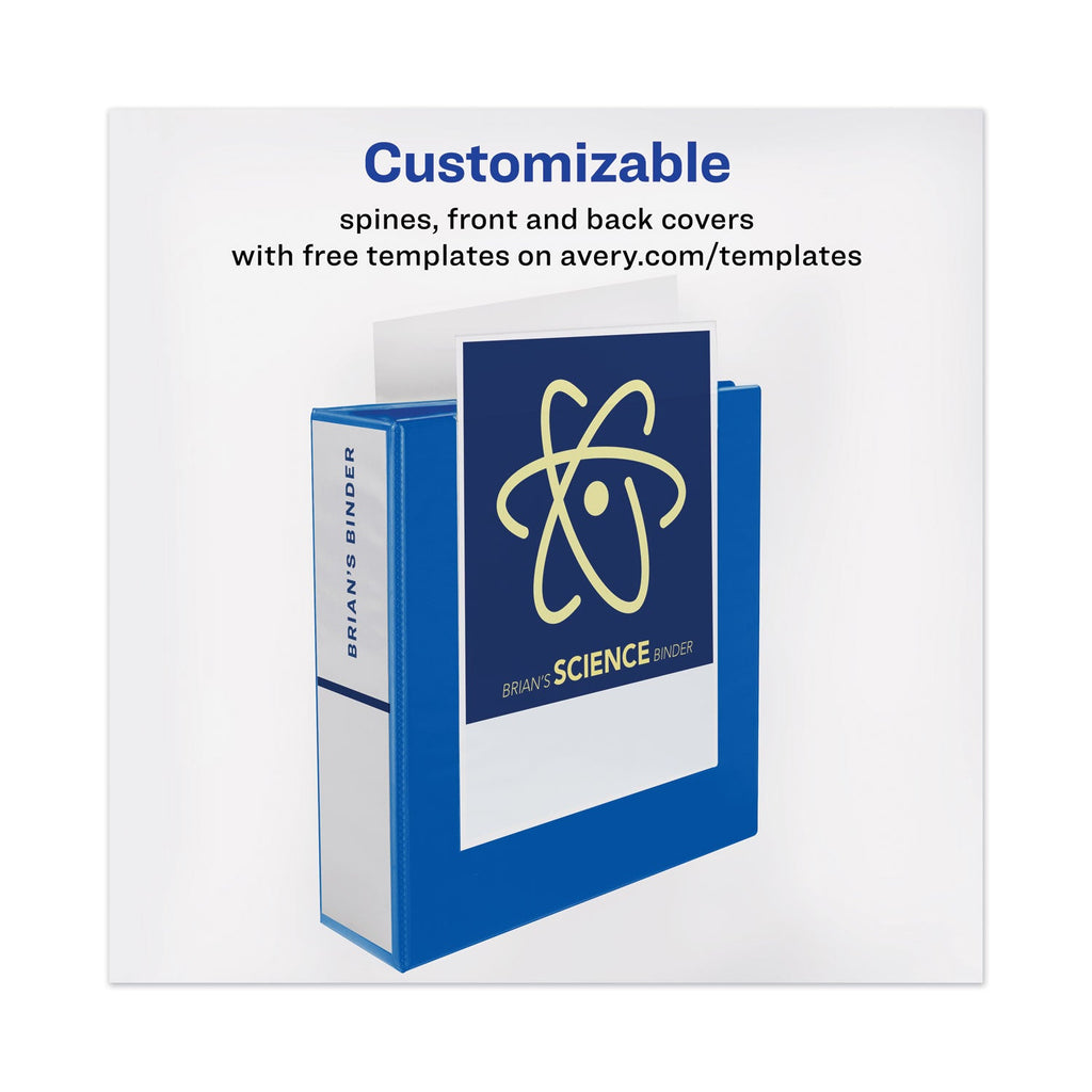Avery Heavy-Duty View Binder with DuraHinge and Locking One Touch EZD Rings, 3 Rings, 4" Capacity, 11 x 8.5, Pacific Blue