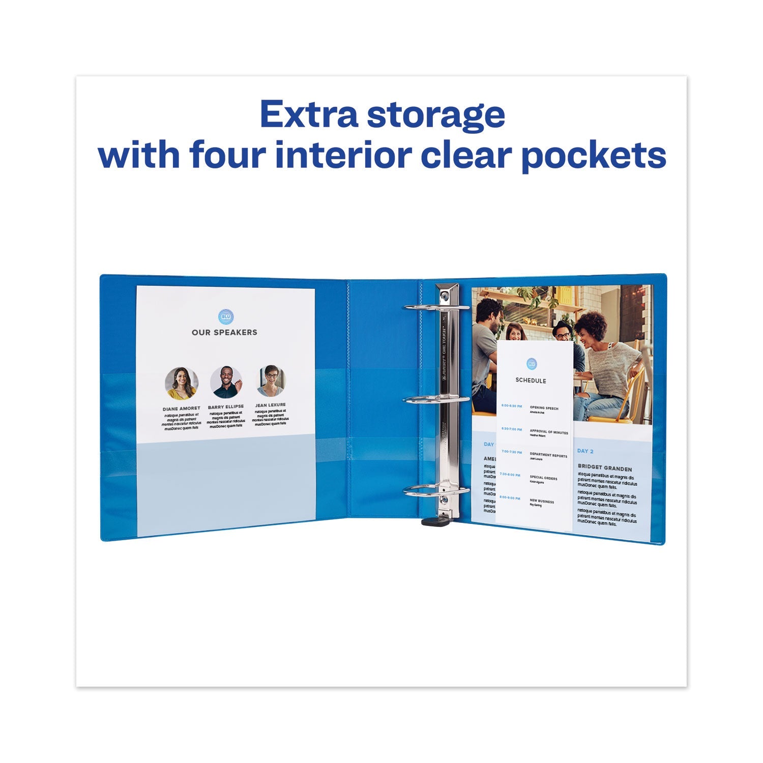 Avery Heavy-Duty View Binder with DuraHinge and One Touch EZD Rings, 3 Rings, 1.5" Capacity, 11 x 8.5, Pacific Blue