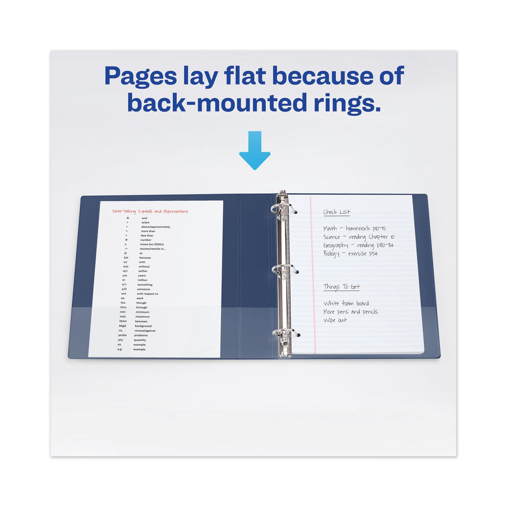 Avery Heavy-Duty View Binder with DuraHinge and One Touch EZD Rings, 3 Rings, 1" Capacity, 11 x 8.5, Navy Blue