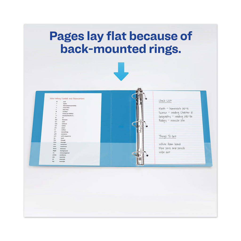 Avery Heavy-Duty View Binder with DuraHinge and Locking One Touch EZD Rings, 3 Rings, 4" Capacity, 11 x 8.5, Pacific Blue