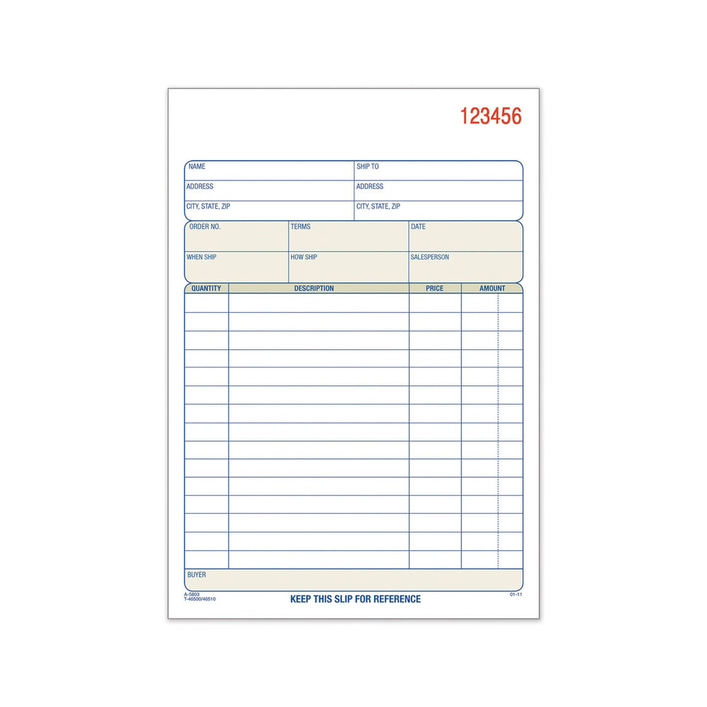TOPS Sales Order Book, Two-Part Carbonless, 5.56 x 7.94, 1/Page, 50 Forms