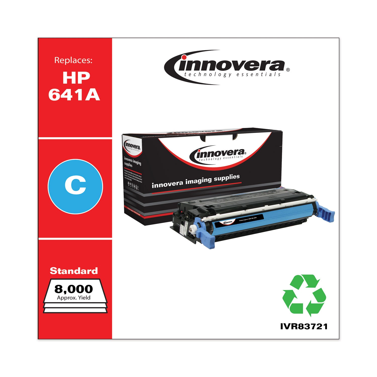 Innovera Remanufactured Cyan Toner, Replacement for 641A (C9721A), 8,000 Page-Yield