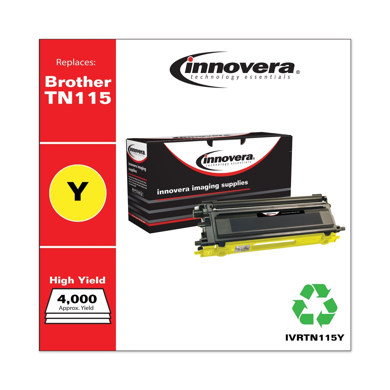 Innovera Remanufactured Yellow High-Yield Toner, Replacement for TN115Y, 4,000 Page-Yield
