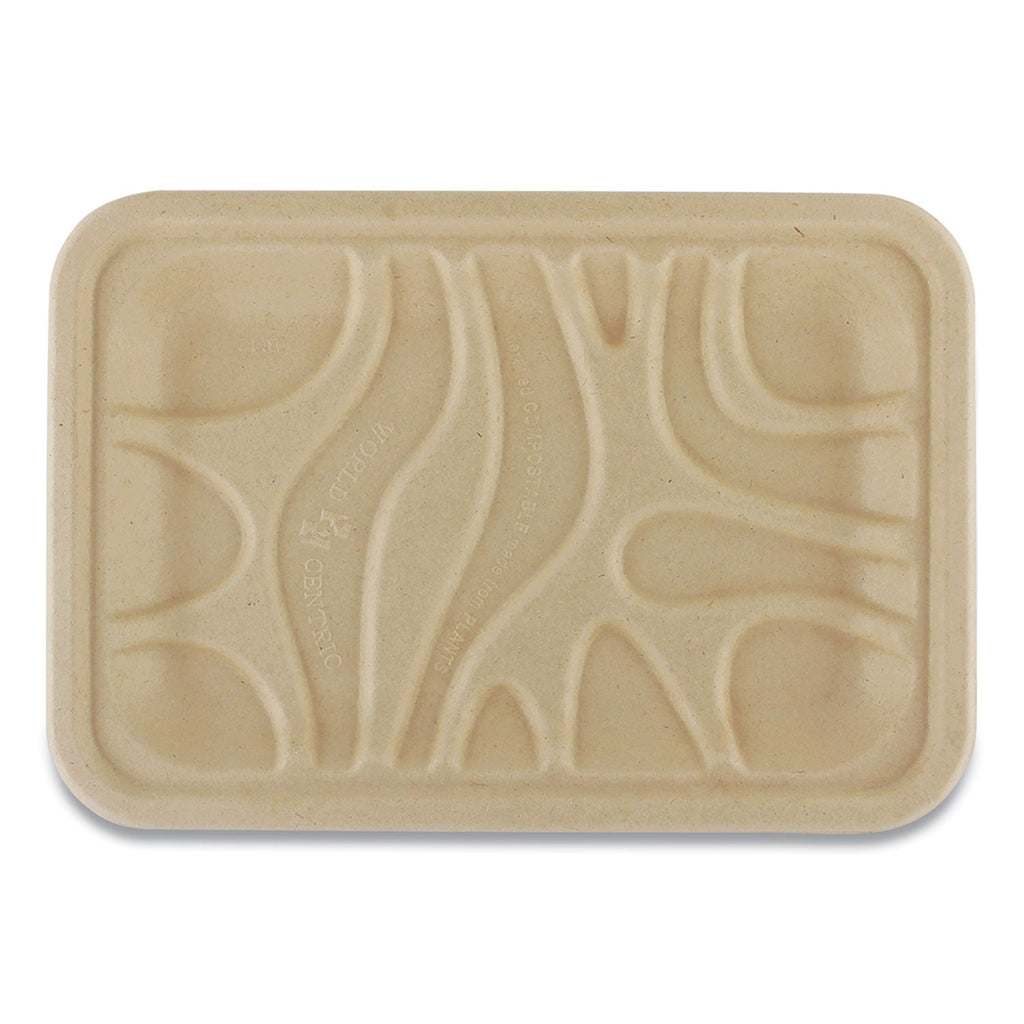 World Centric Fiber Trays, PLA Lined, PFAS Free, 1-Compartment, 8.2 x 5.7 x 0.7, Natural, Paper, 500/Carton