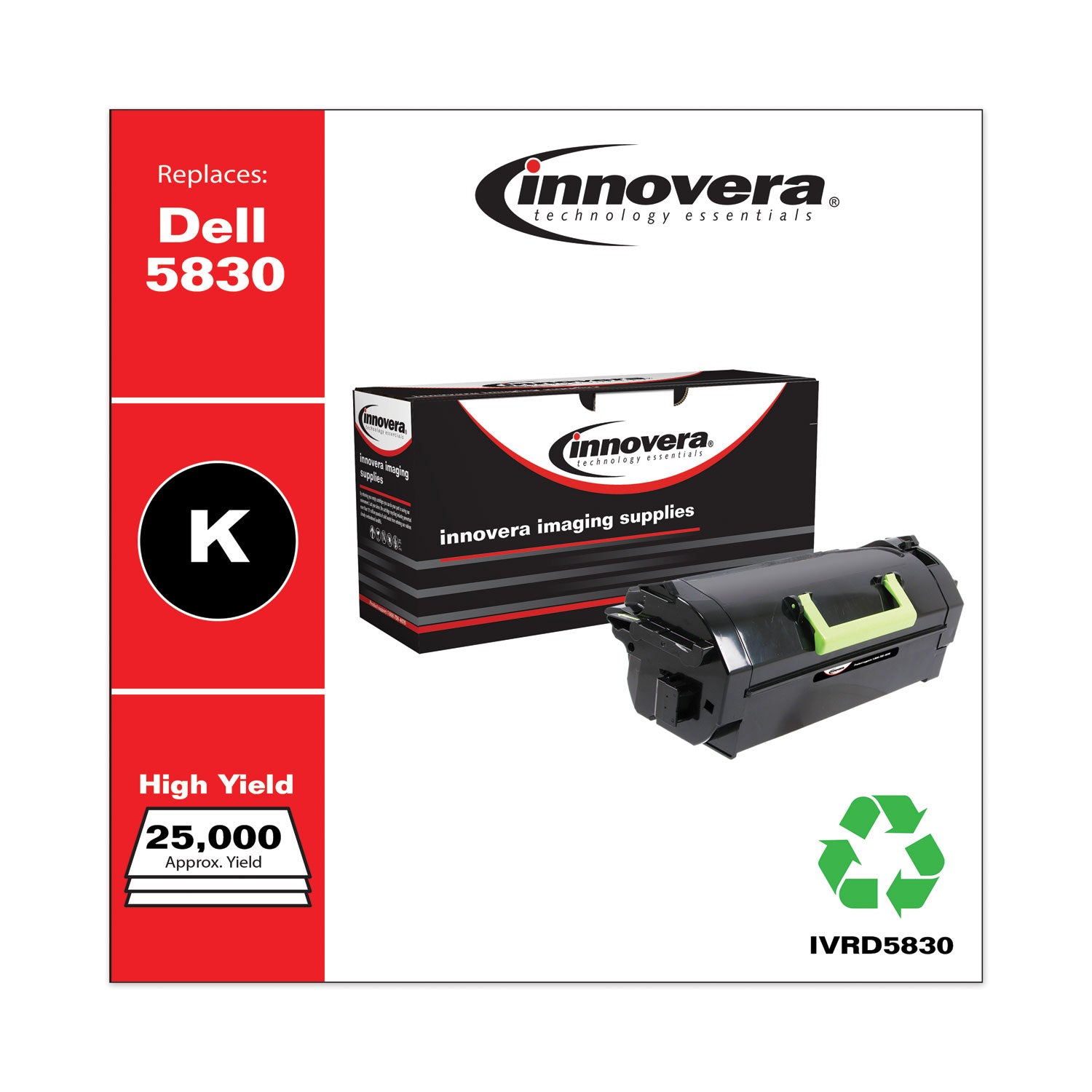 Innovera Remanufactured Black High-Yield Toner, Replacement for 593-BBYR, 25,000 Page-Yield