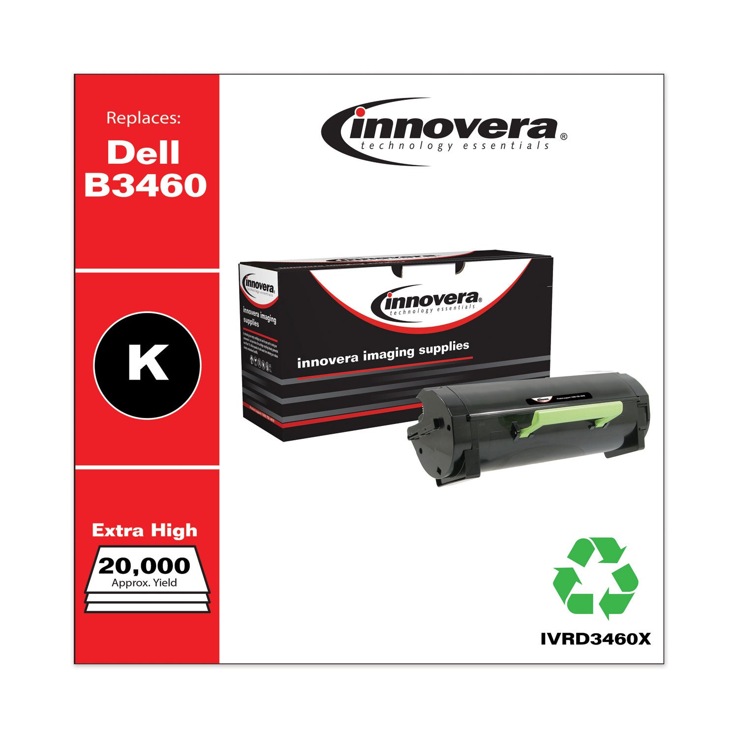 Innovera Remanufactured Black Extra High-Yield Toner, Replacement for 331-9808, 20,000 Page-Yield