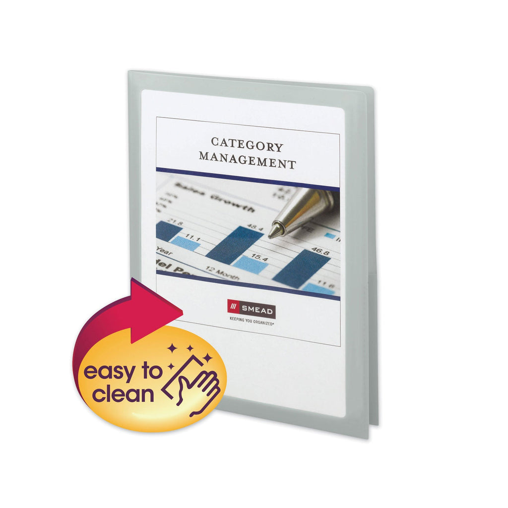Smead Frame View Poly Two-Pocket Folder, 100-Sheet Capacity, 11 x 8.5, Clear/Oyster, 5/Pack