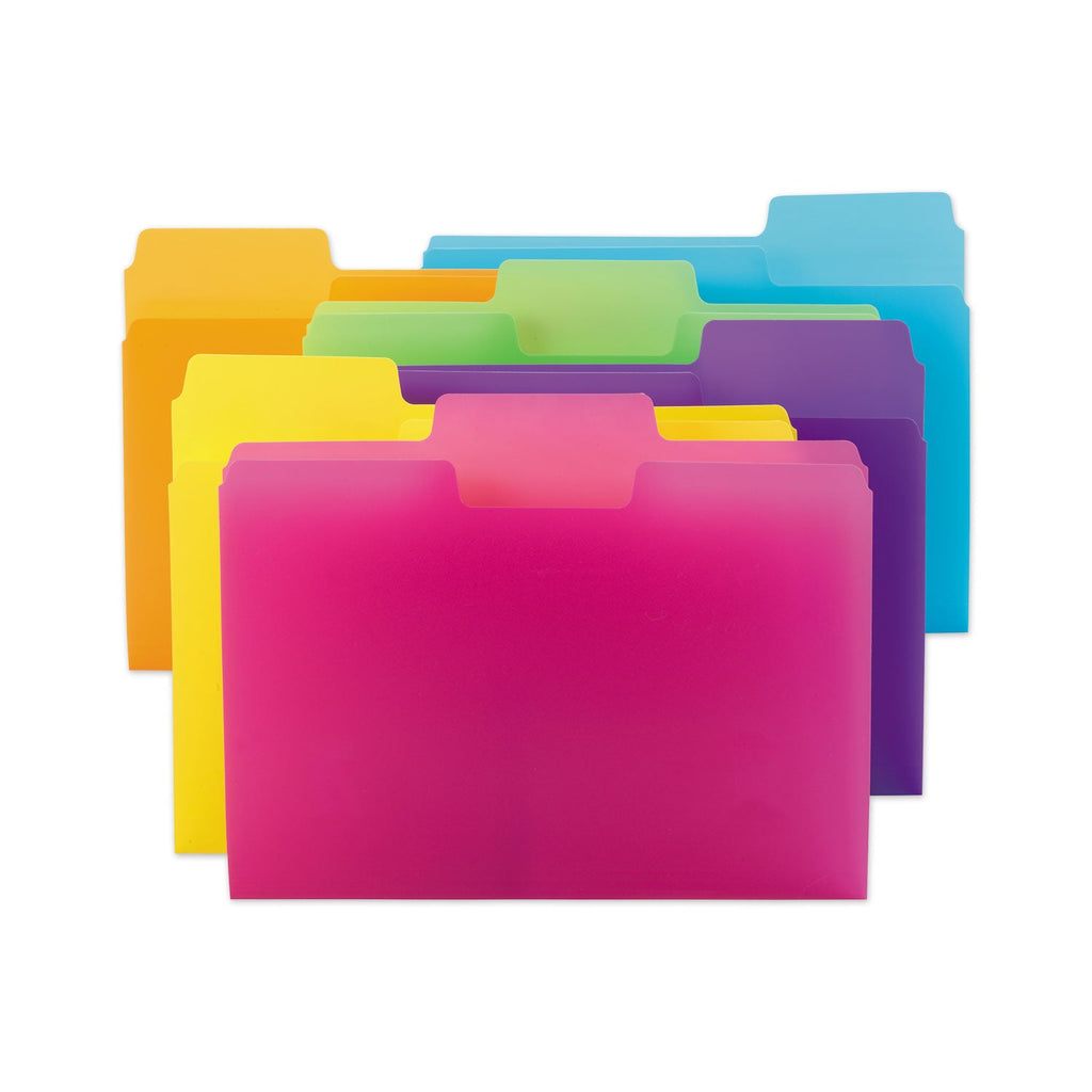 Smead SuperTab Top Tab File Folders, 1/3-Cut Tabs: Assorted, Letter Size, 0.75" Expansion, Polypropylene, 18/Pack