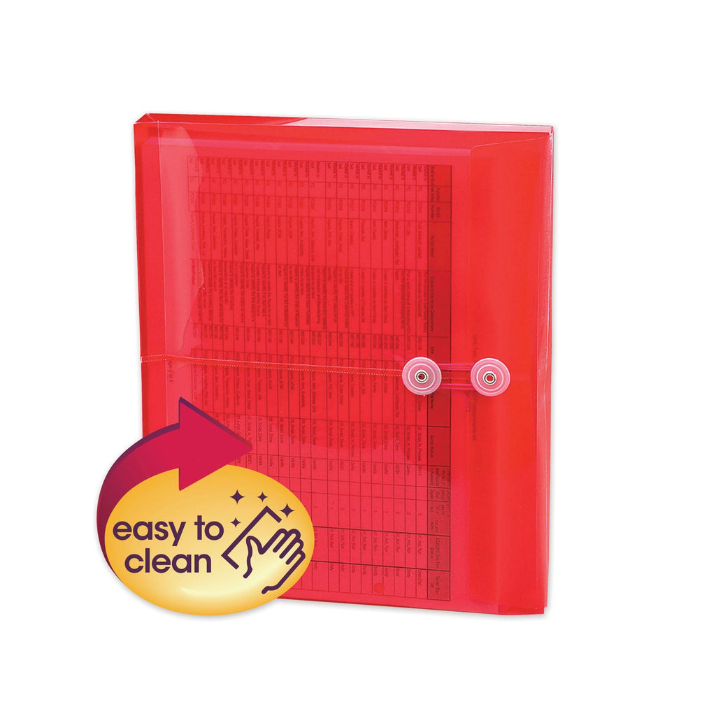 Smead Poly String and Button Interoffice Envelopes, Open-Side (Horizontal), 9.75 x 11.63, Transparent Red, 5/Pack