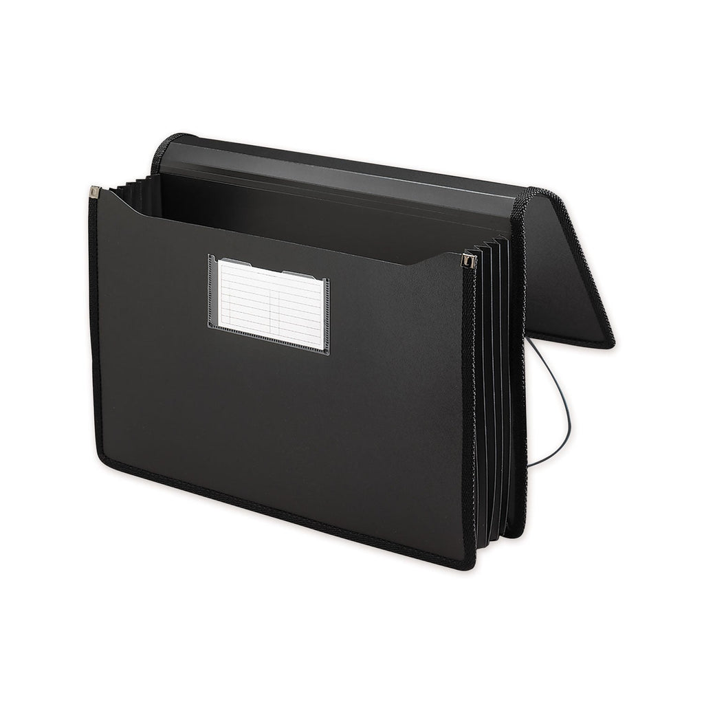 Smead Poly Premium Wallets, 5.25" Expansion, 1 Section, Elastic Cord Closure, Legal Size, Black