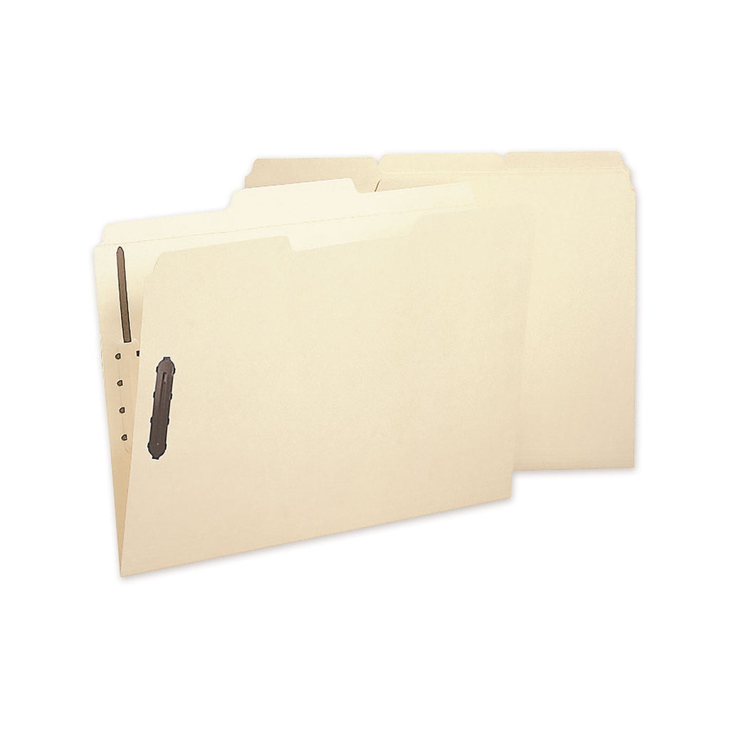 Smead Poly Top Tab Fastener Folders, 2 Fasteners, Letter Size, Manila Exterior, 24/Box