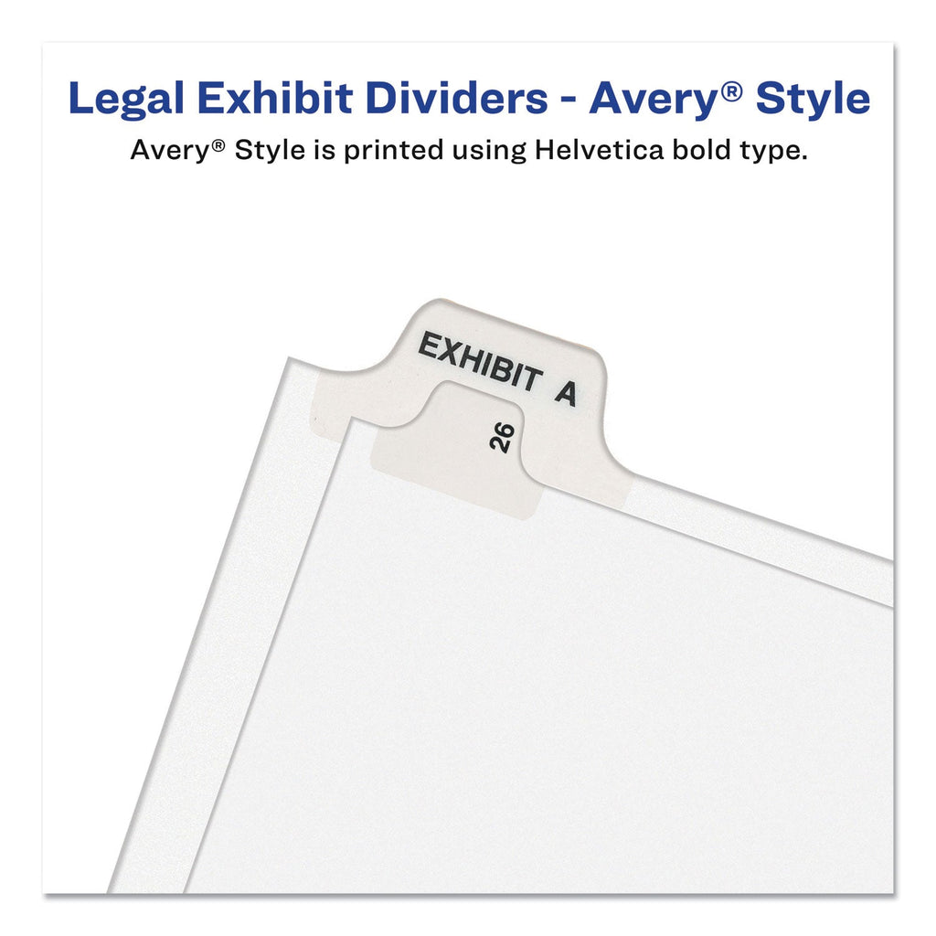 Avery-Style Preprinted Legal Side Tab Divider, 26-Tab, Exhibit H, 11 x 8.5, White, 25/Pack, (1378)