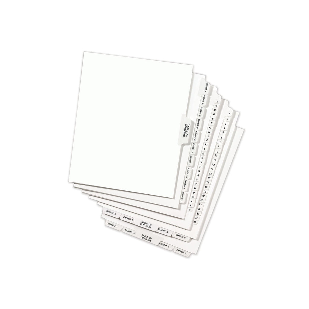 Avery-Style Preprinted Legal Bottom Tab Divider, 26-Tab, Exhibit F, 11 x 8.5, White, 25/PK