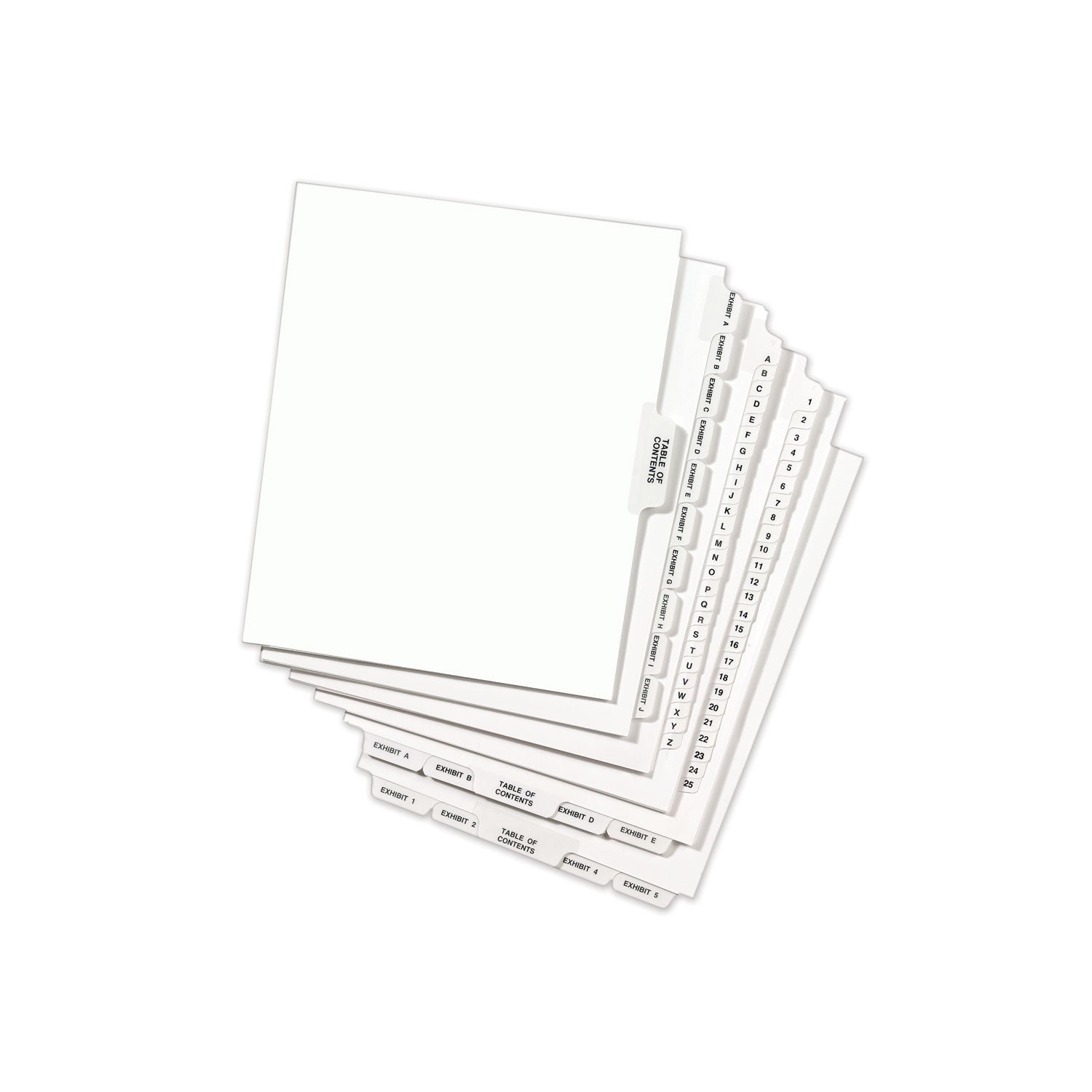 Avery-Style Preprinted Legal Bottom Tab Divider, 26-Tab, Exhibit F, 11 x 8.5, White, 25/PK