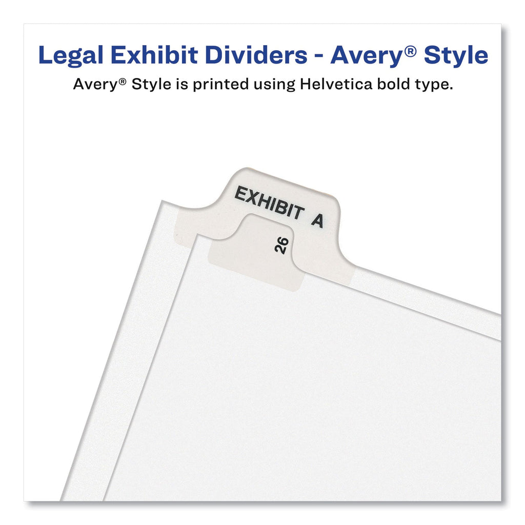 Avery-Style Preprinted Legal Bottom Tab Divider, 26-Tab, Exhibit F, 11 x 8.5, White, 25/PK