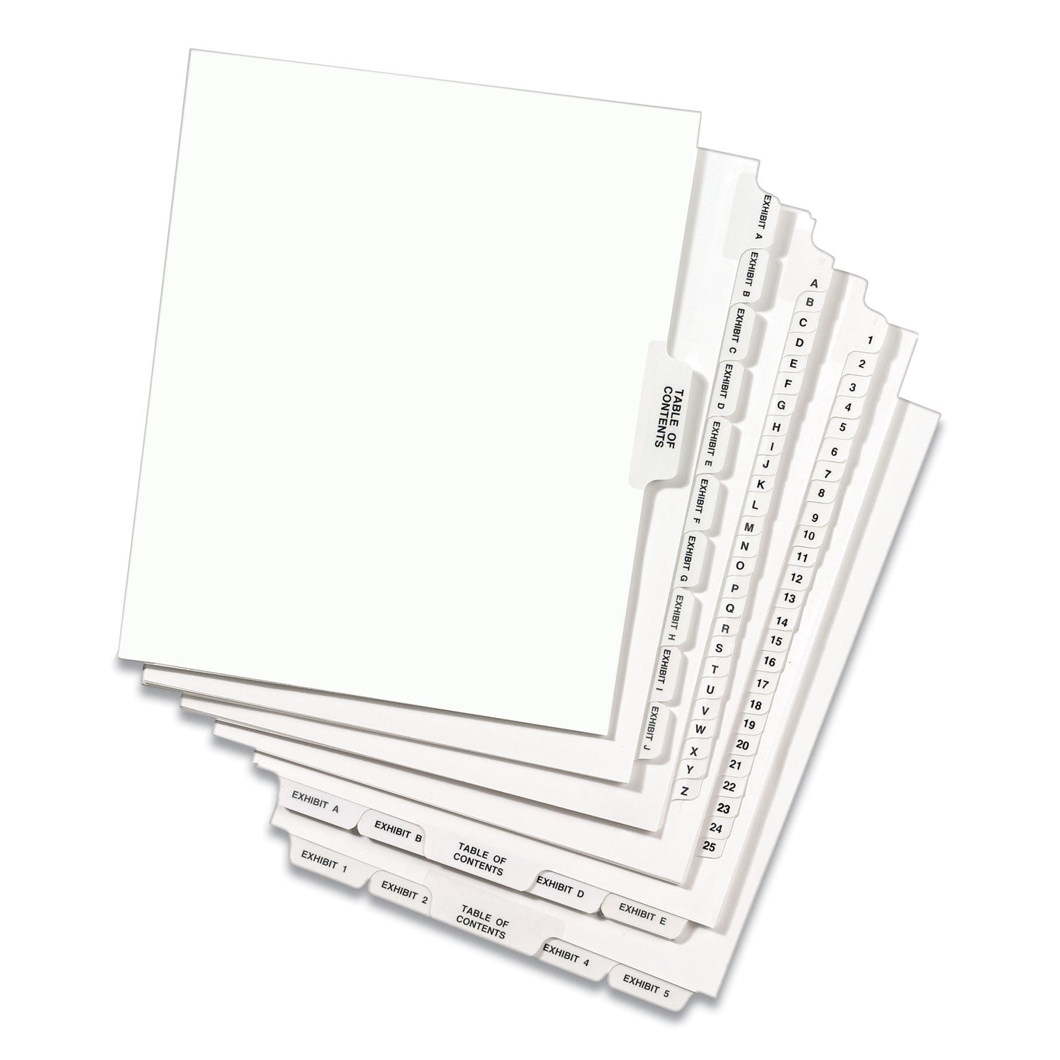 Avery-Style Preprinted Legal Bottom Tab Divider, 26-Tab, Exhibit E, 11 x 8.5, White, 25/PK