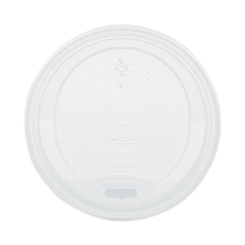 World Centric PLA Lids for Hot Cups, Fits 10 oz to 20 oz Cups, White, 1,000/Carton