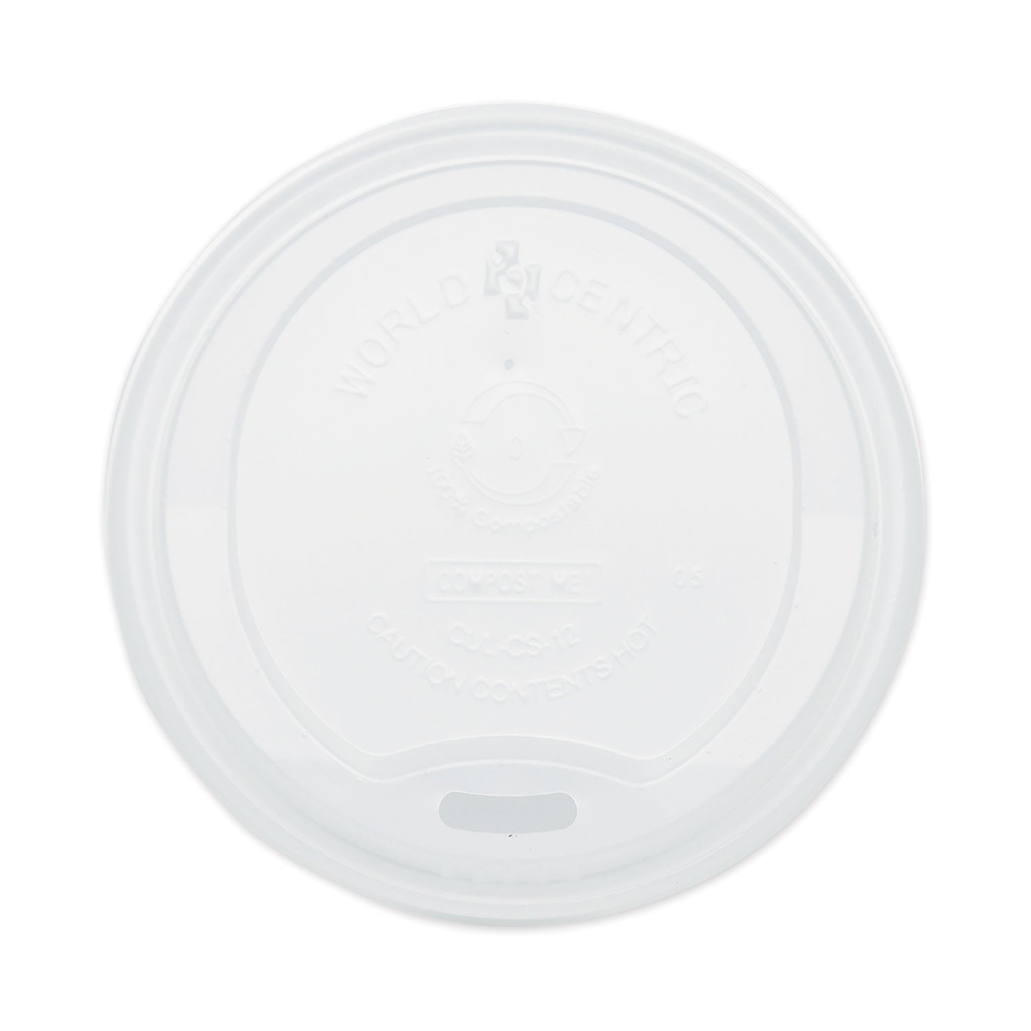 World Centric PLA Lids for Hot Cups, Fits 10 oz to 20 oz Cups, White, 1,000/Carton
