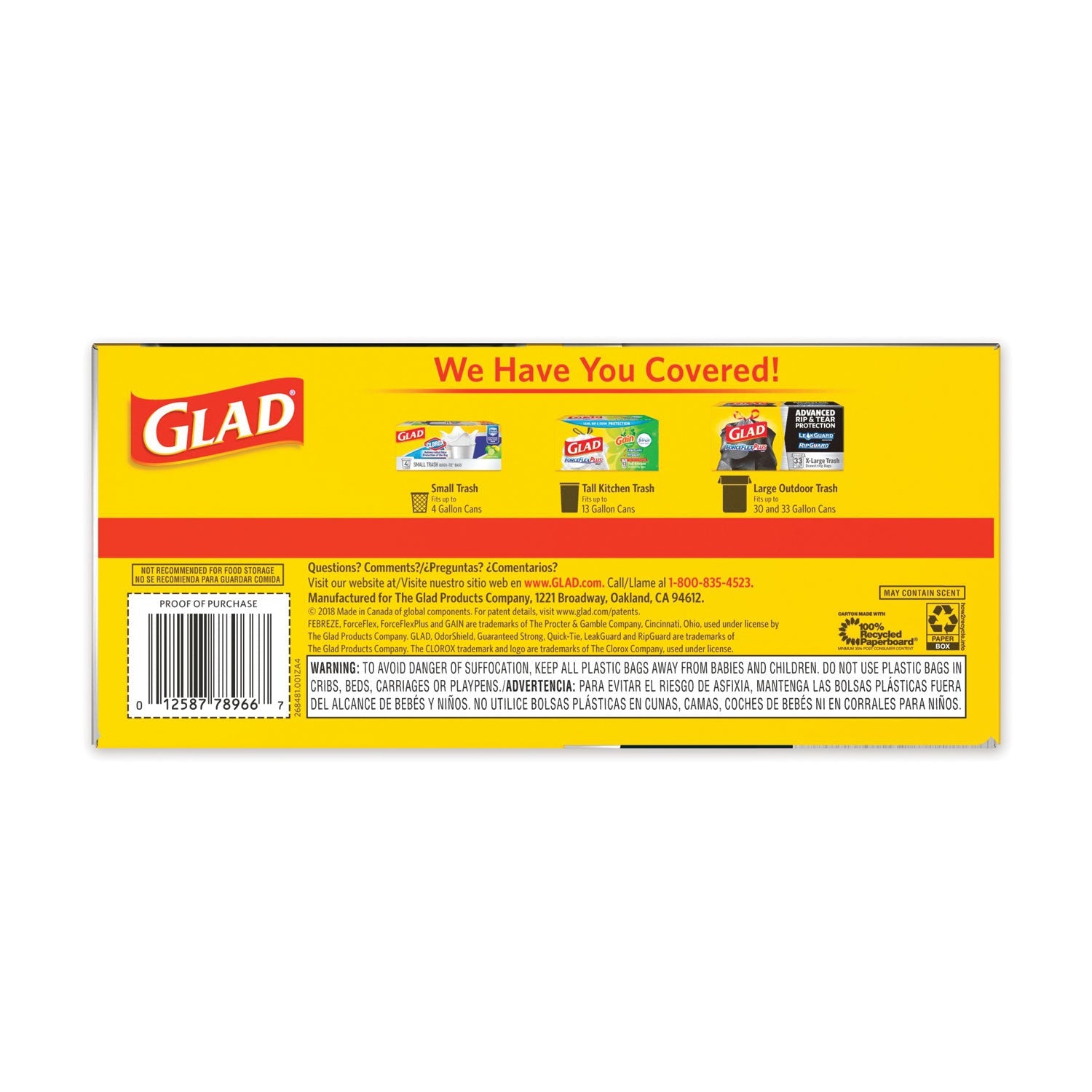 Glad Drawstring Large Trash Bags, 30 gal, 1.05 mil, 30" x 33", Black, 90/Carton