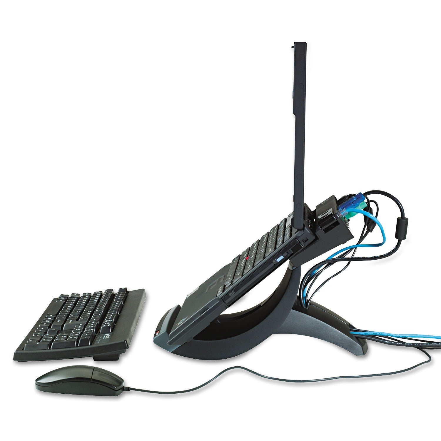 3M Vertical Notebook Computer Riser with Cable Management, 9" x 12" x 6.5" to 9.5", Black/Charcoal Gray, Supports 20 lbs